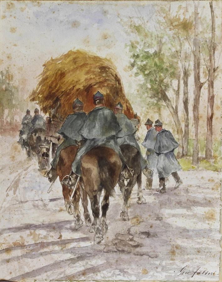 Carro di paglia scortato da soldati a cavallo - Fondazione Cassa di Risparmio di Parma e M.C.P. di Busseto, Palazzo Bossi Bocchi, Parma